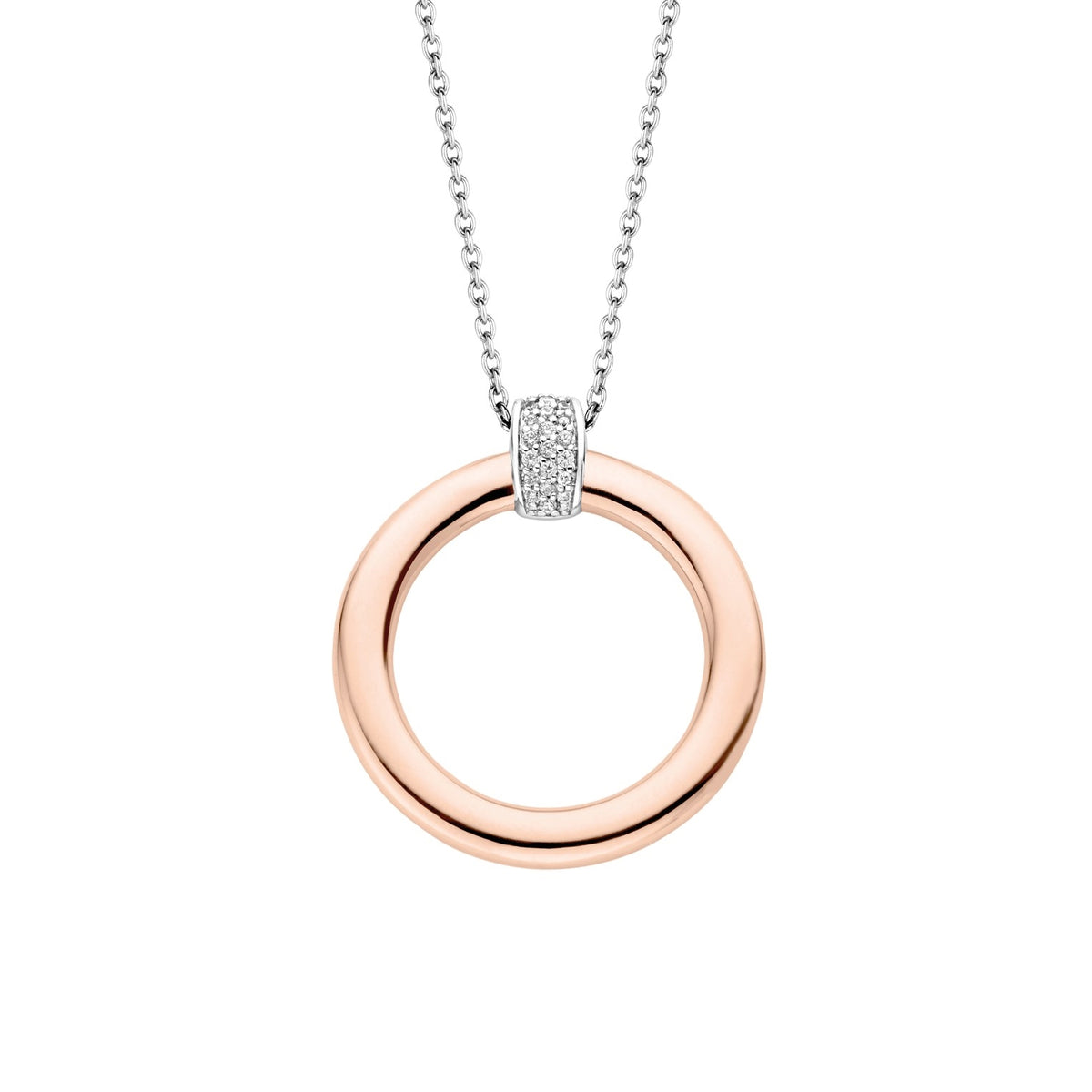 TI SENTO Sterling Silver and Rose Gold Tone Circle Necklace