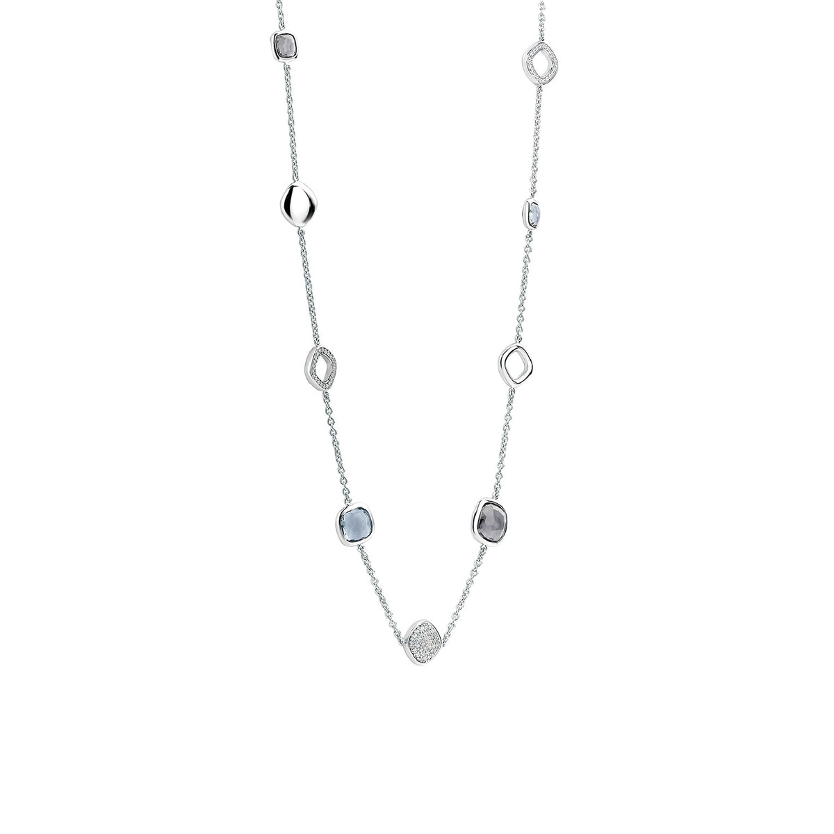TI SENTO Sterling Silver Necklace with Multi-Stone Stations