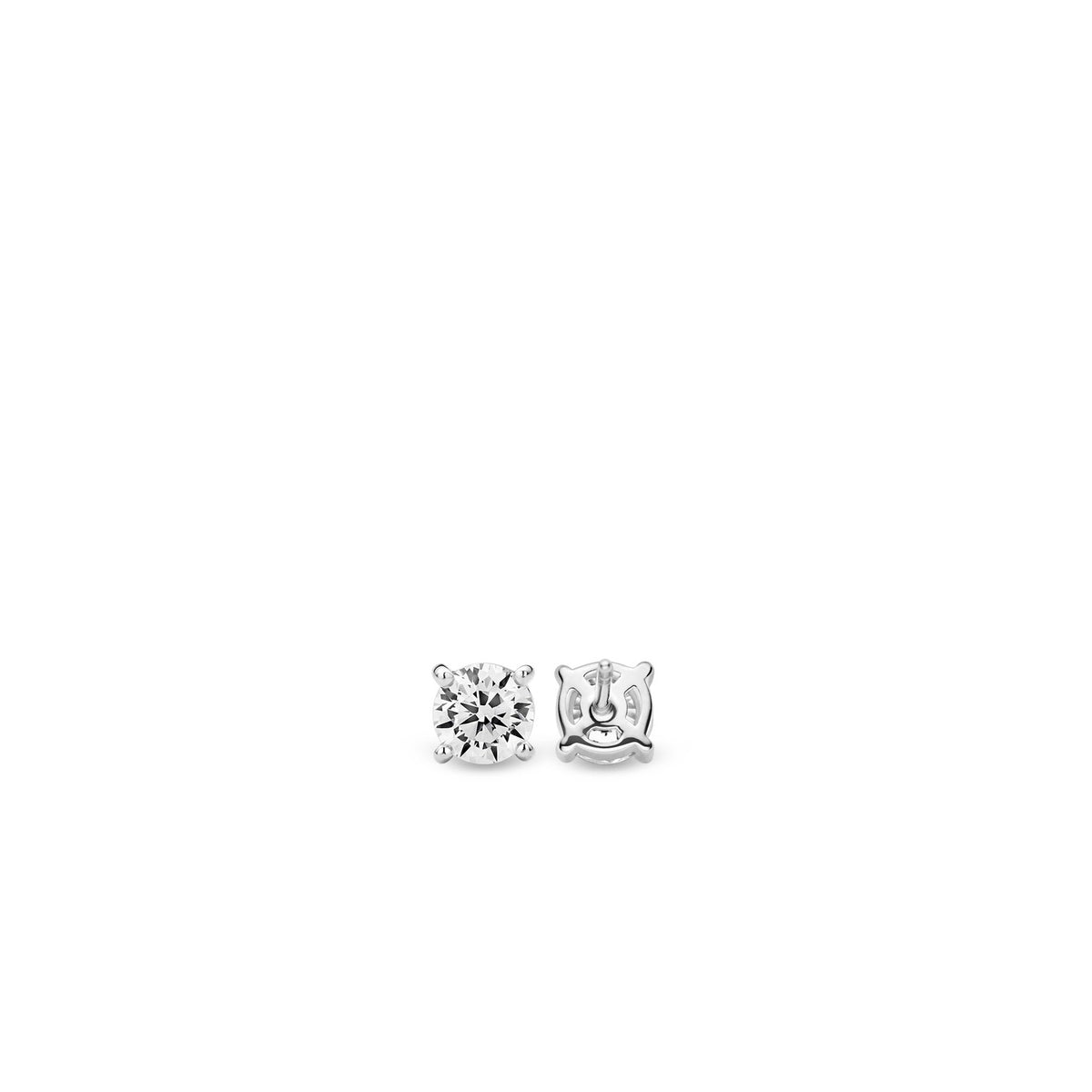 TI SENTO Sterling Silver Four Prong Set Cubic Zirconia Earrings