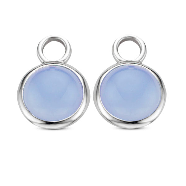 TI SENTO Sterling Silver Ear Charms with Round Cabochon Blue Stones
