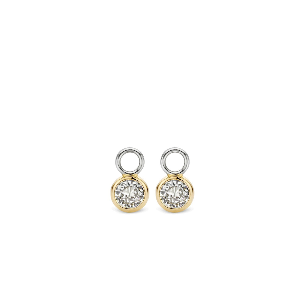 TI SENTO Sterling Silver Gold Tone Ear Charms with Bezel Set Cubic Zirconia