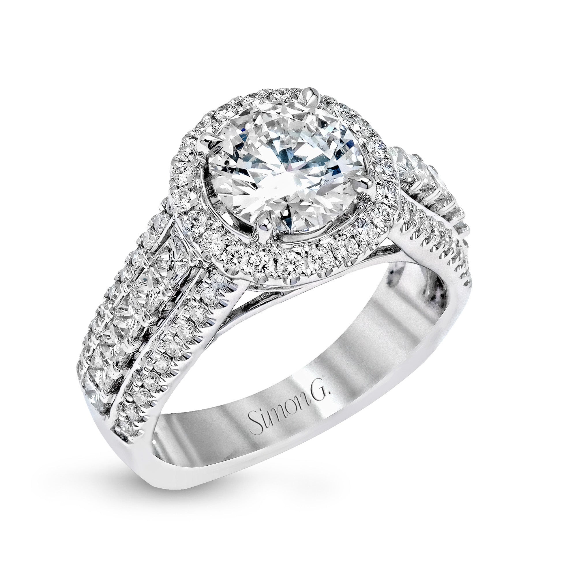 Simon G 18K White Gold Diamond Engagement Ring