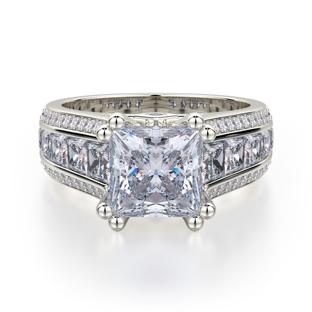 Michael M 18kwg Princess diamond engagement ring setting