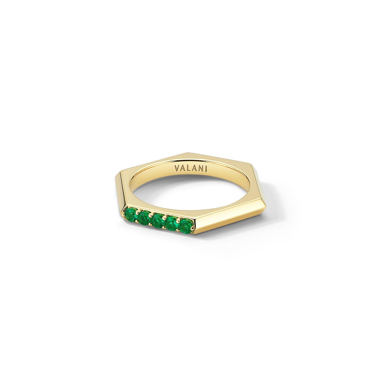 Valani 18K Yellow Gold Hexa V Emerald Ring