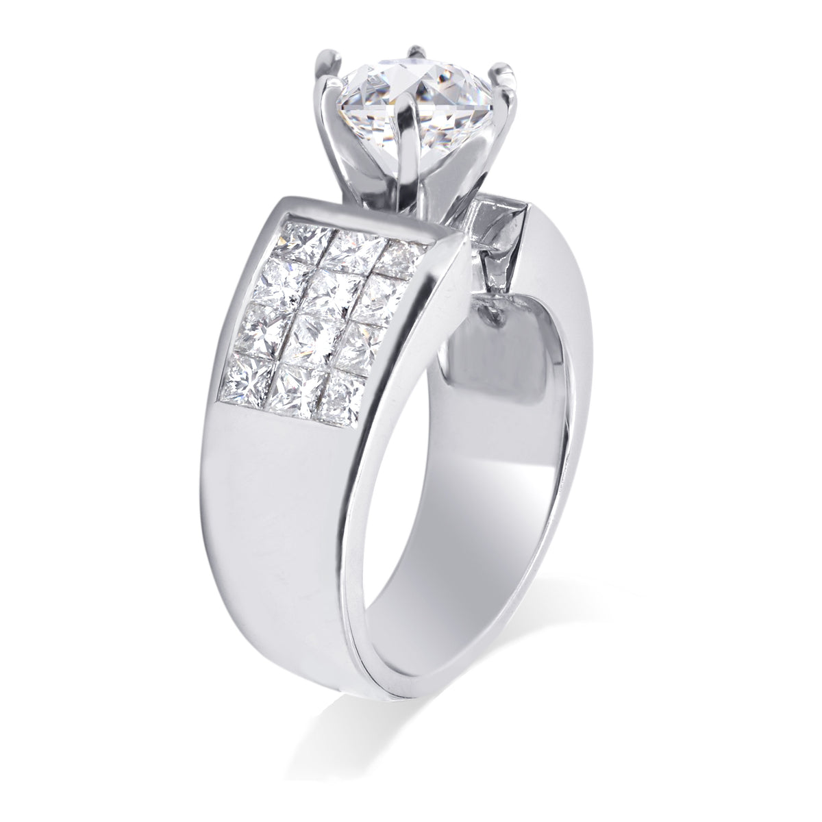 Platinum Ring Setting with Princess Cut Diamonds
