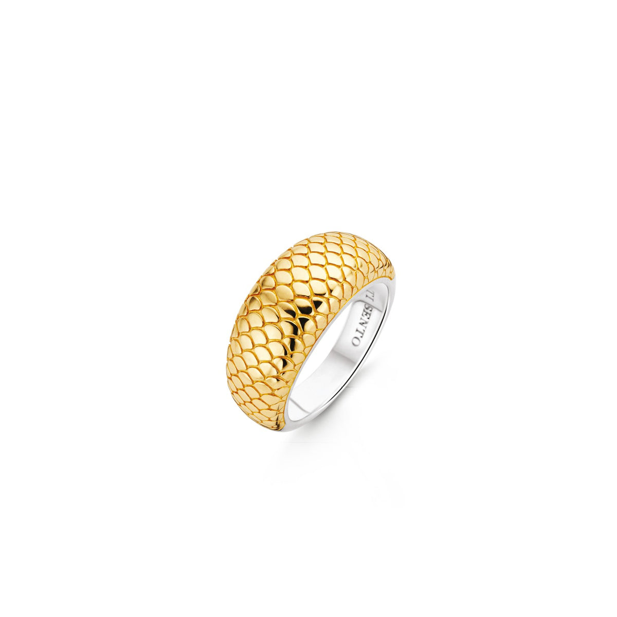 TI SENTO Sterling Silver Gold Tone Tapered Snake Print Ring 