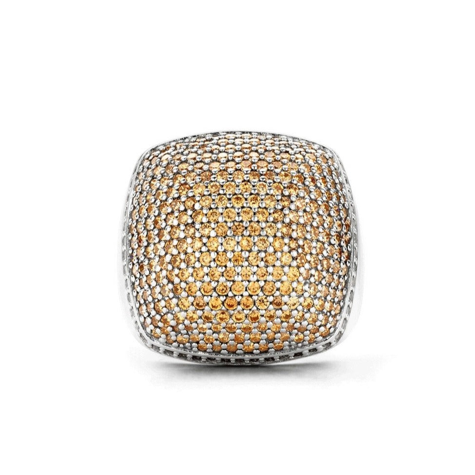 TI SENTO Rose Tone Sterling Silver Domed Cushion Pave Ring