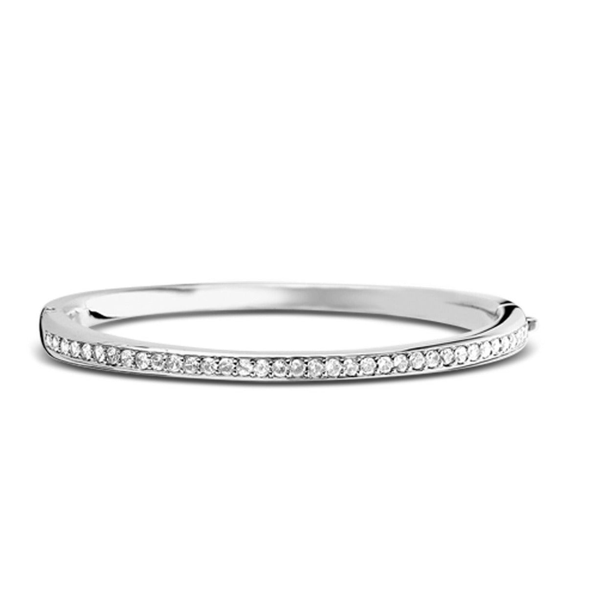 TI SENTO Sterling Silver Single Row Hinged Cubic Zirconia Bracelet