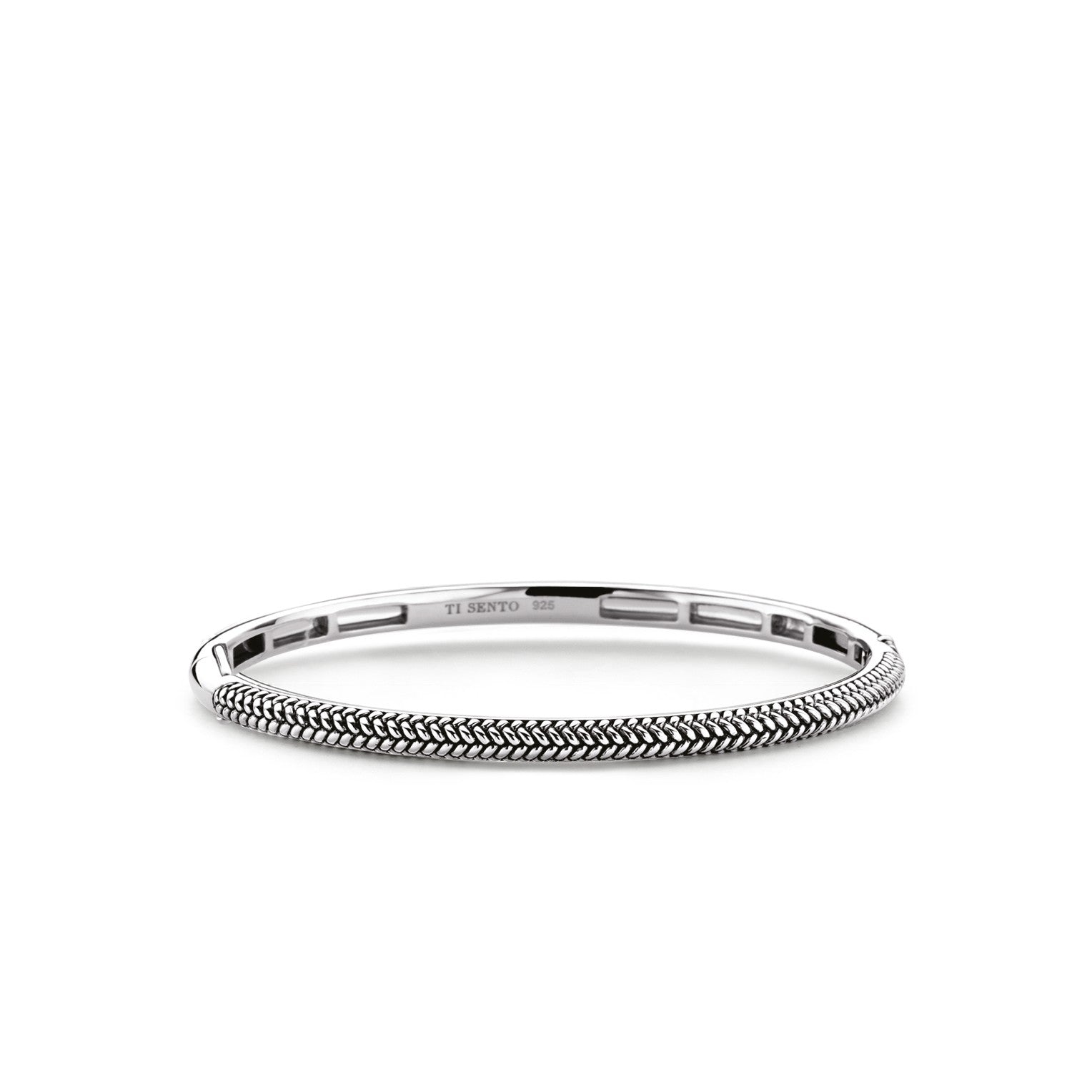 TI SENTO Sterling Silver Woven Design Hinged Bracelet