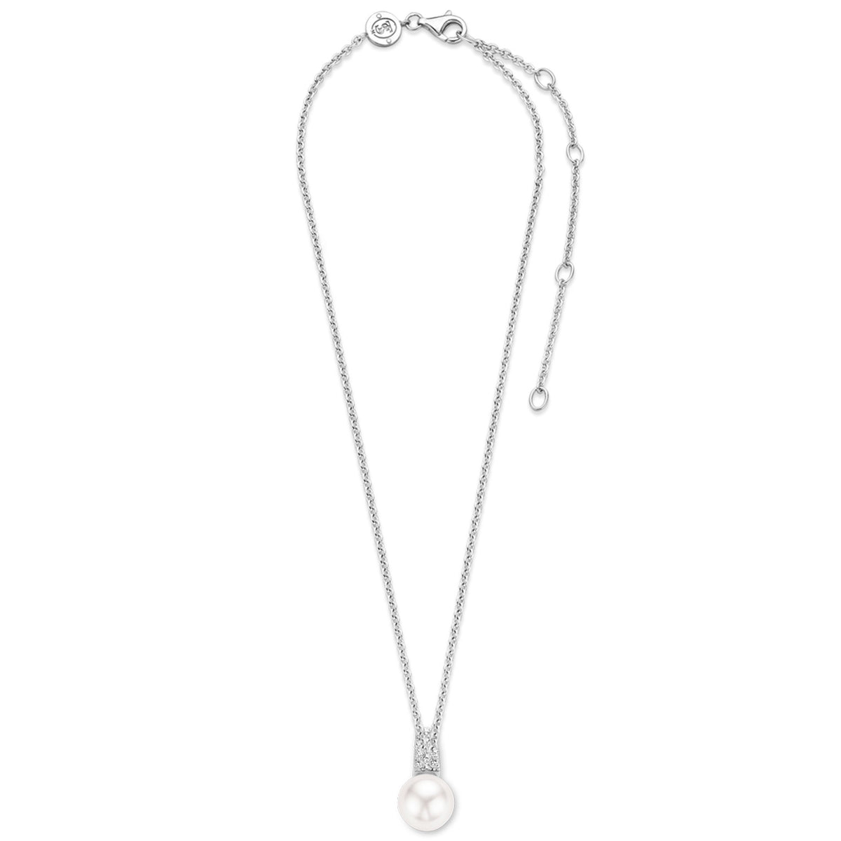 Ti Sento Sterling Silver Faux Pearl and Cubic Zirconia Necklace