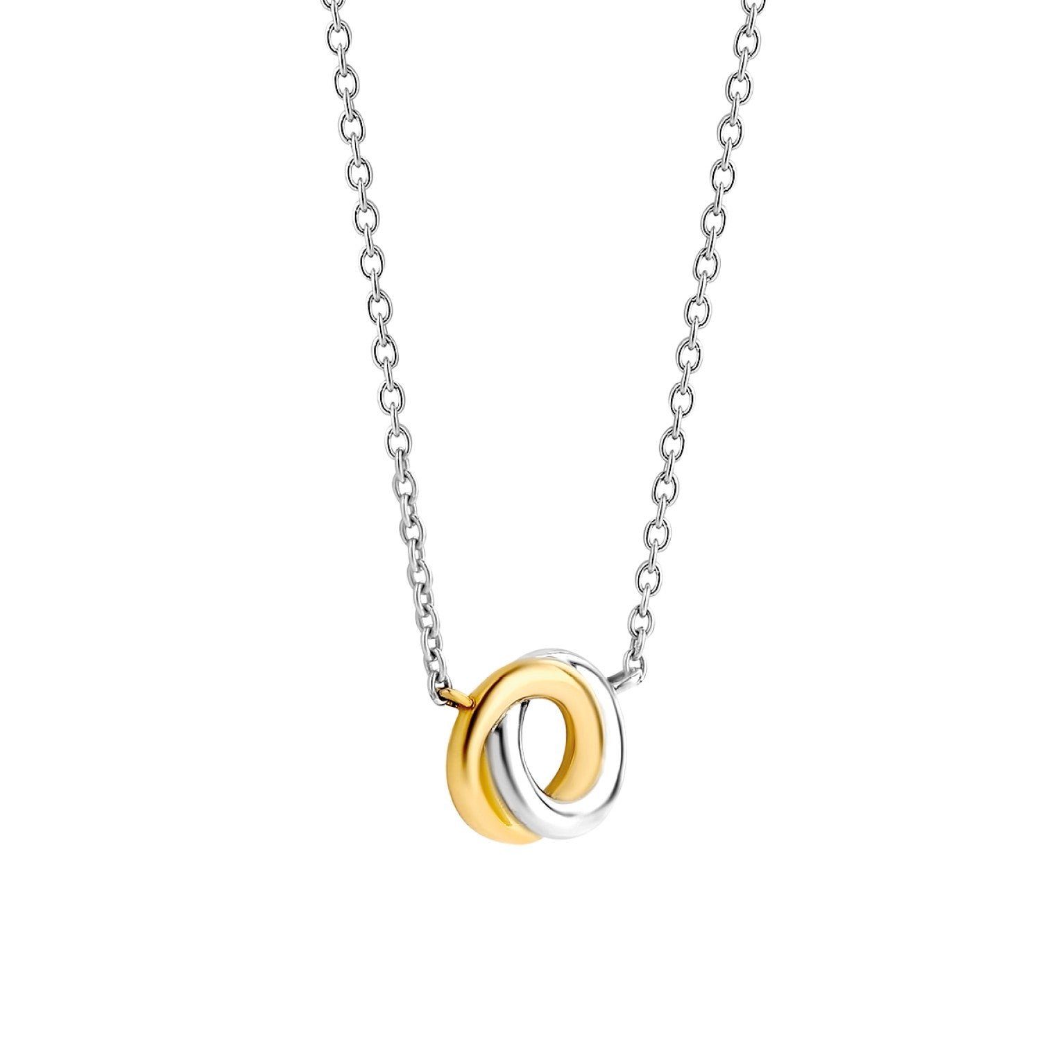 Dainty Mixed Metals Interlocking Circles Necklace | Caitlyn Minimalist