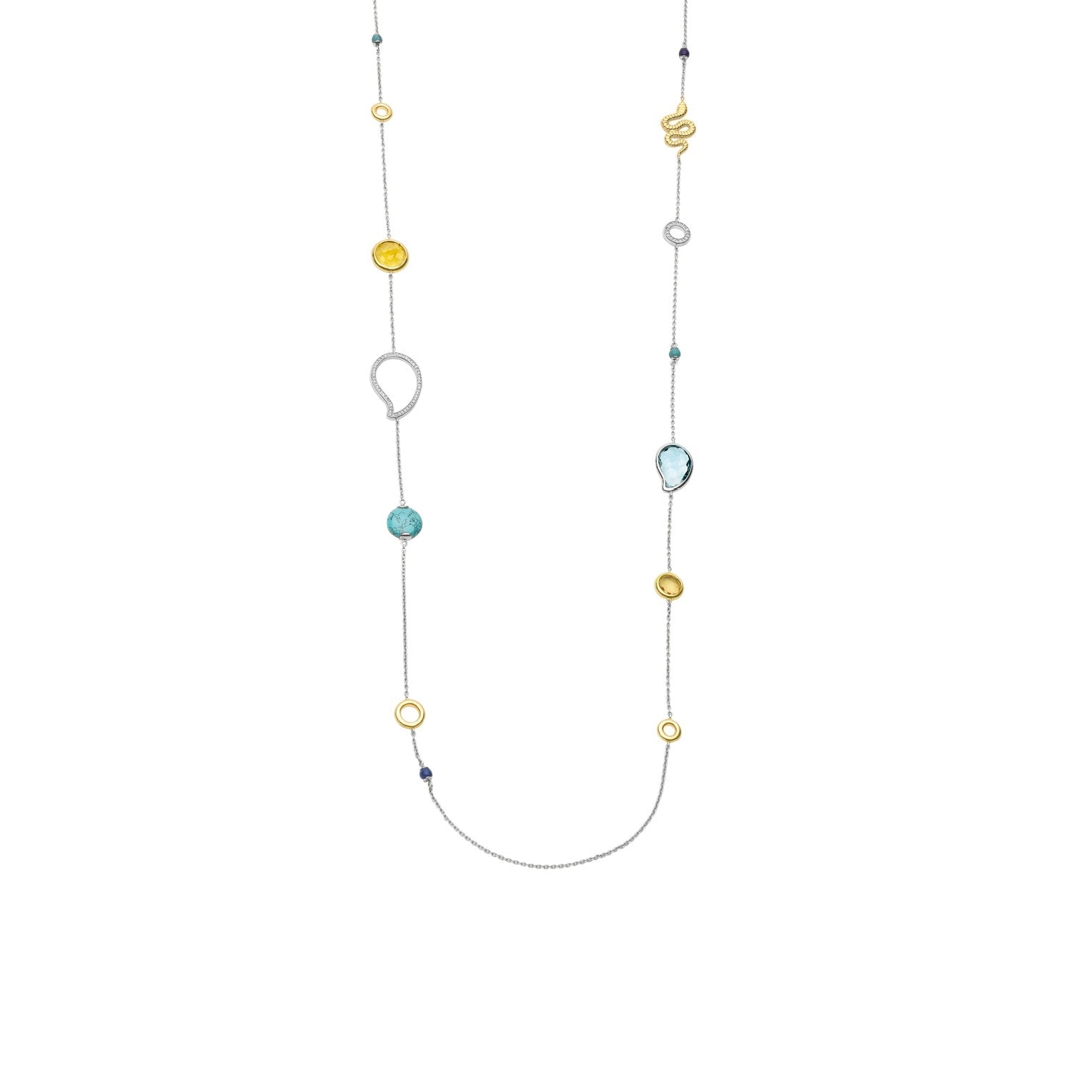 TI SENTO Sterling Silver Multi-Stone Station Necklace