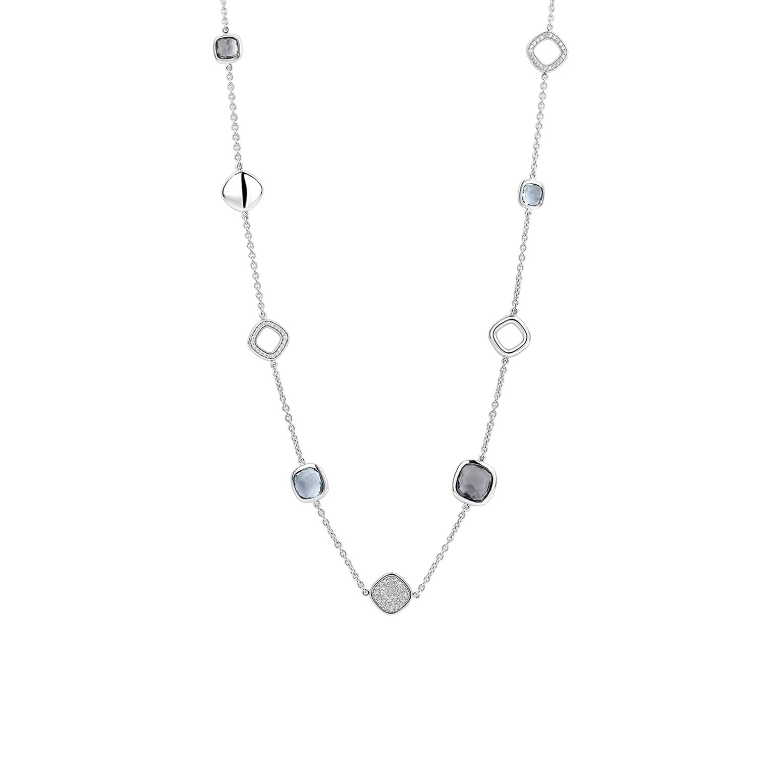 Elliott Diamonds By The Yard Stars Two-Tone Sterling Silver Station Necklace  - JFS00561998 - Fossil