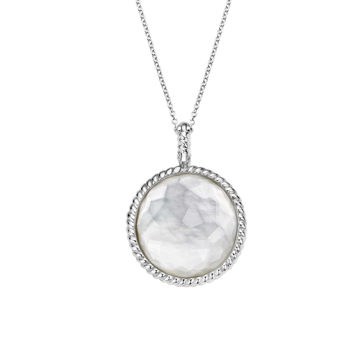 TI SENTO Sterling Silver Pendant with Mother of Pearl Doublet and Cubic Zirconia&#39;s