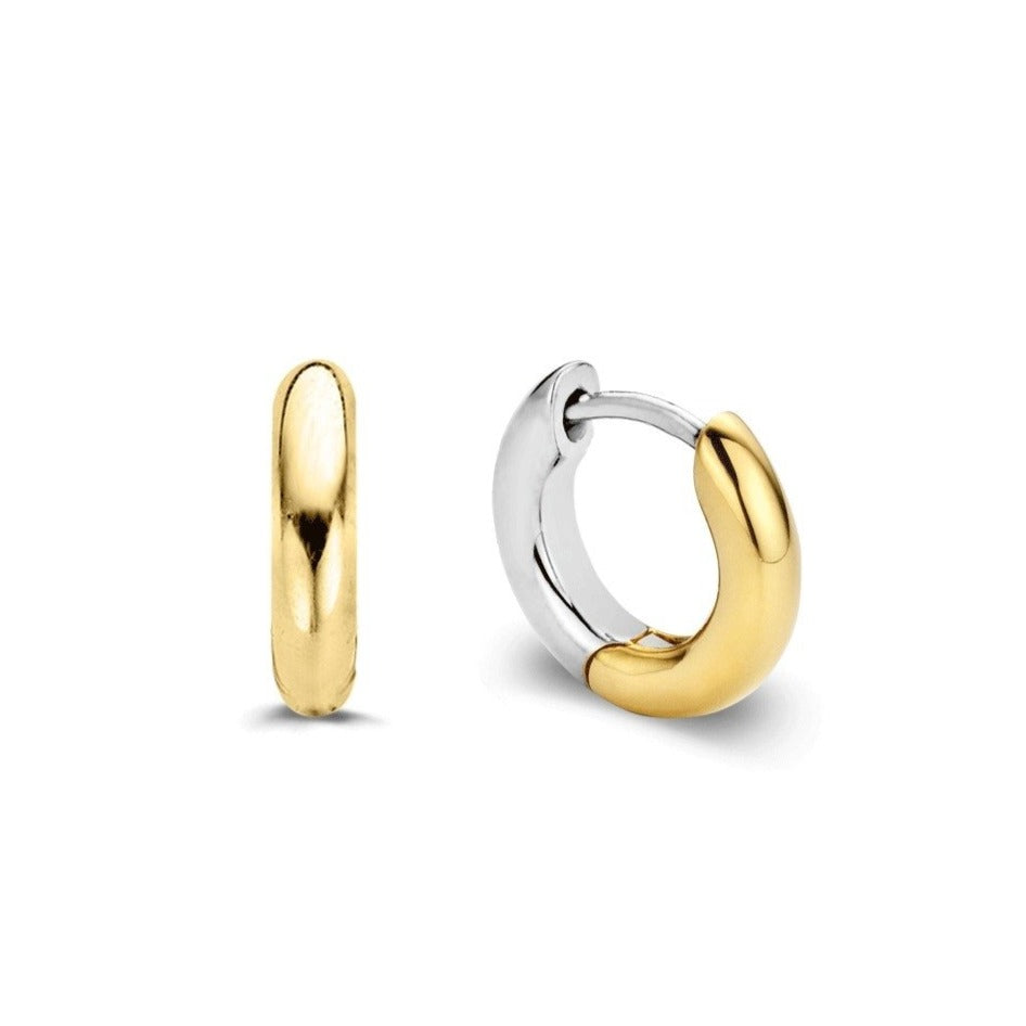 TI SENTO Sterling Silver and Gold Tone Huggie Earrings