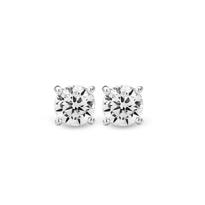 TI SENTO Sterling Silver Four Prong Set Cubic Zirconia Earrings