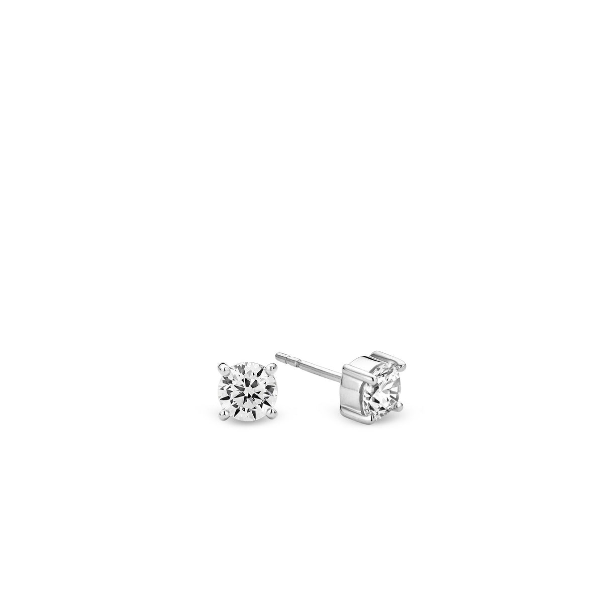 TI SENTO Sterling Silver Four Prong Set Cubic Zirconia Earrings