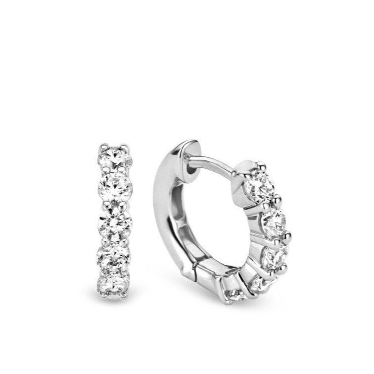 TI SENTO Sterling Silver Prong Set Huggie Earrings 