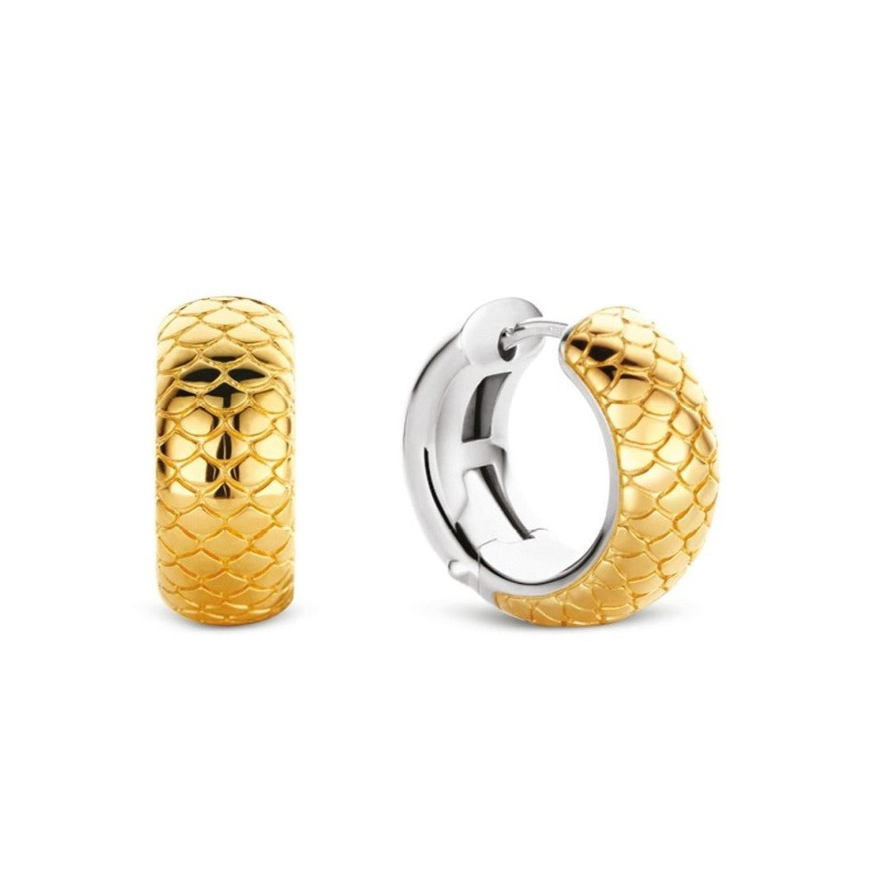 TI SENTO Sterling Silver and Gold Tone Hoop Earring with Snake Print