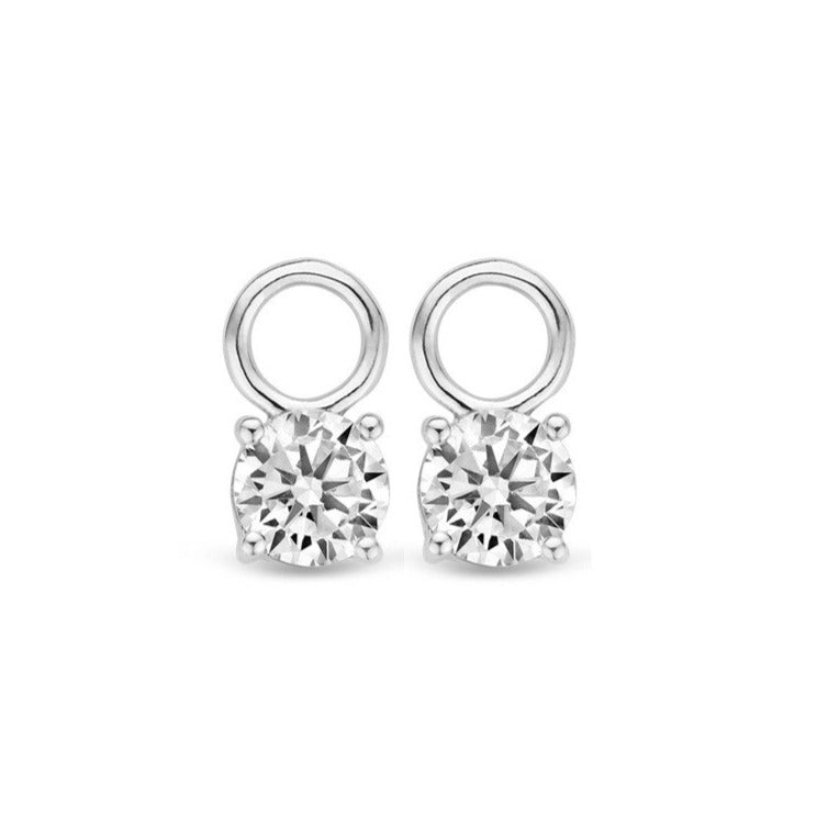 TI SENTO Sterling Silver Four Prong Cubic Zirconia Ear Charms