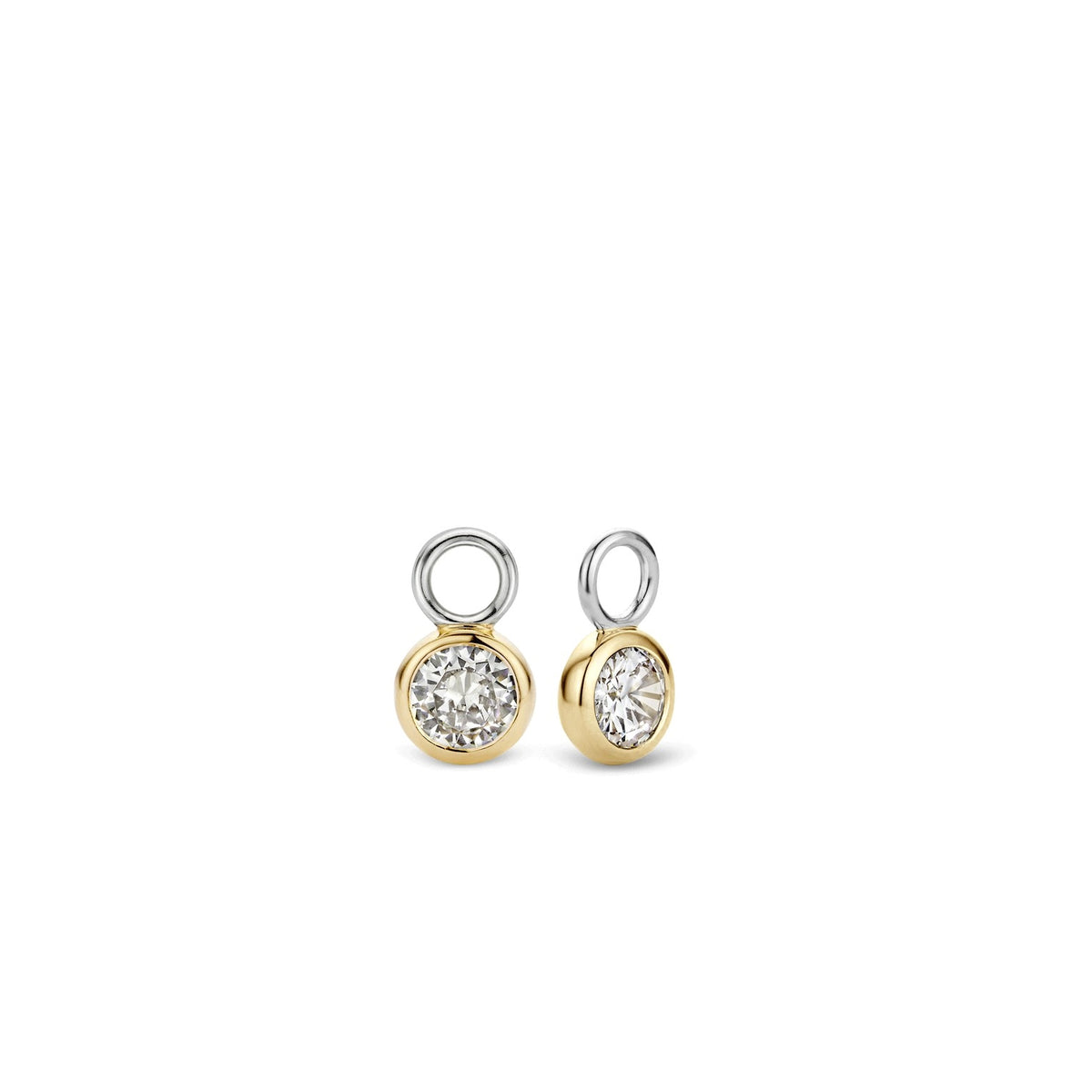 TI SENTO Sterling Silver Gold Tone Ear Charms with Bezel Set Cubic Zirconia
