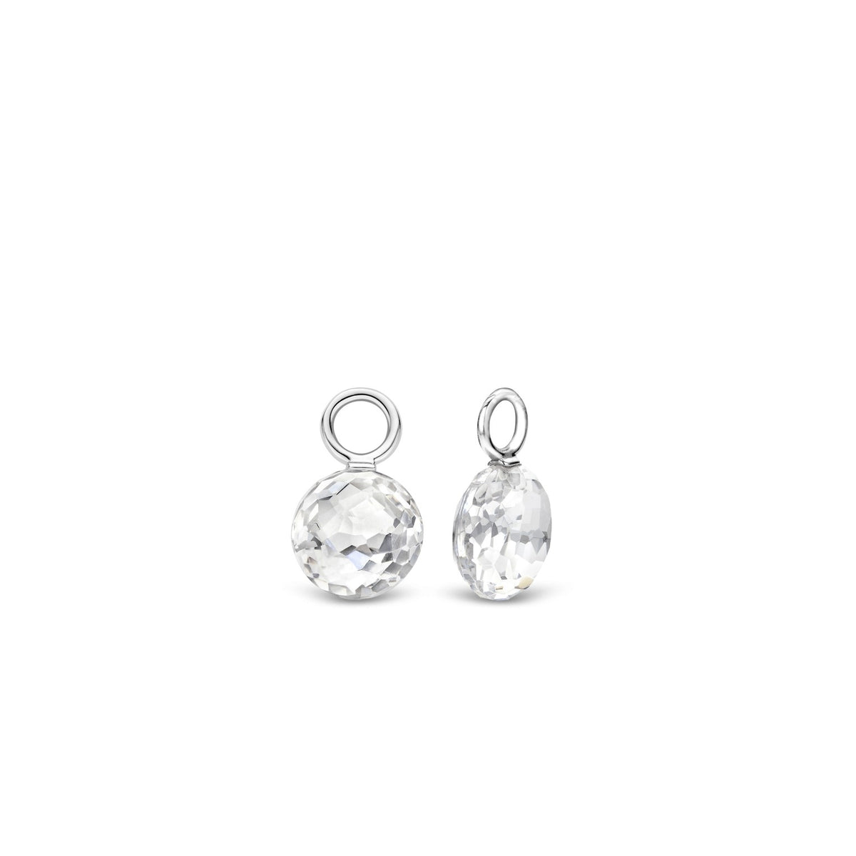 TI SENTO Sterling Silver Ear Charms with Round Clear Faceted Stone