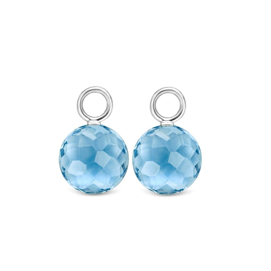TI SENTO Sterling Silver Ear Charm with Round Faceted Blue Stone