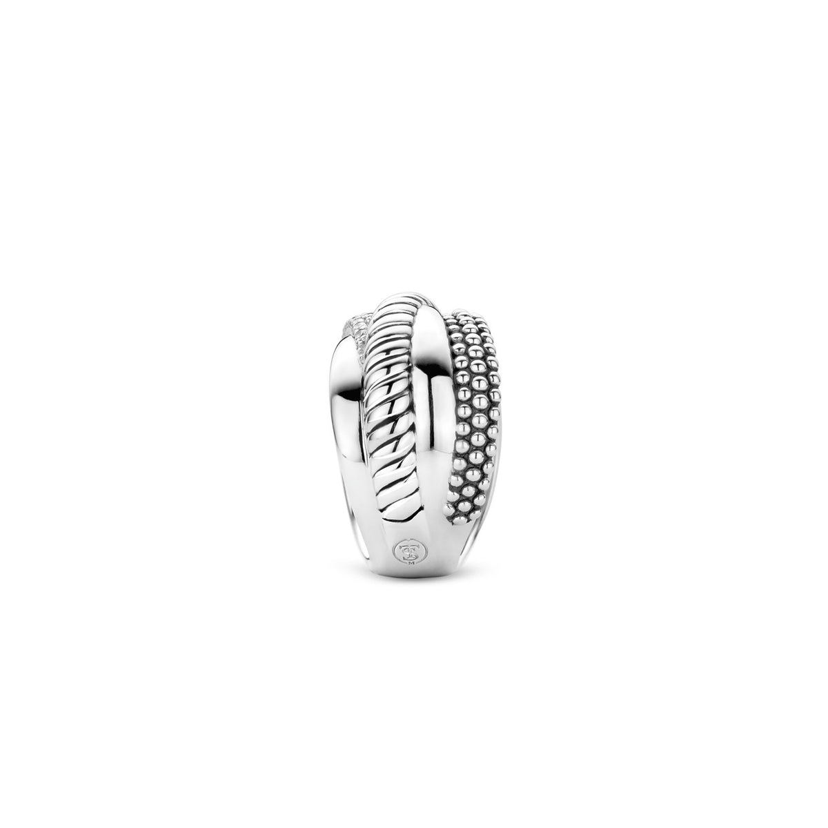 TI SENTO Sterling Silver Multi Row Ring with Cubic Zirconia