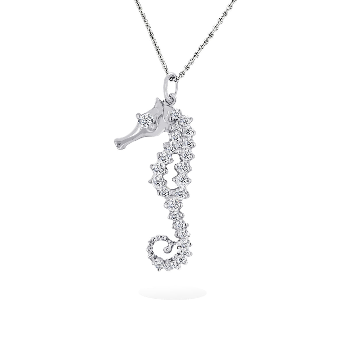 Henry Designs 18K White Gold Diamond Seahorse Pendant