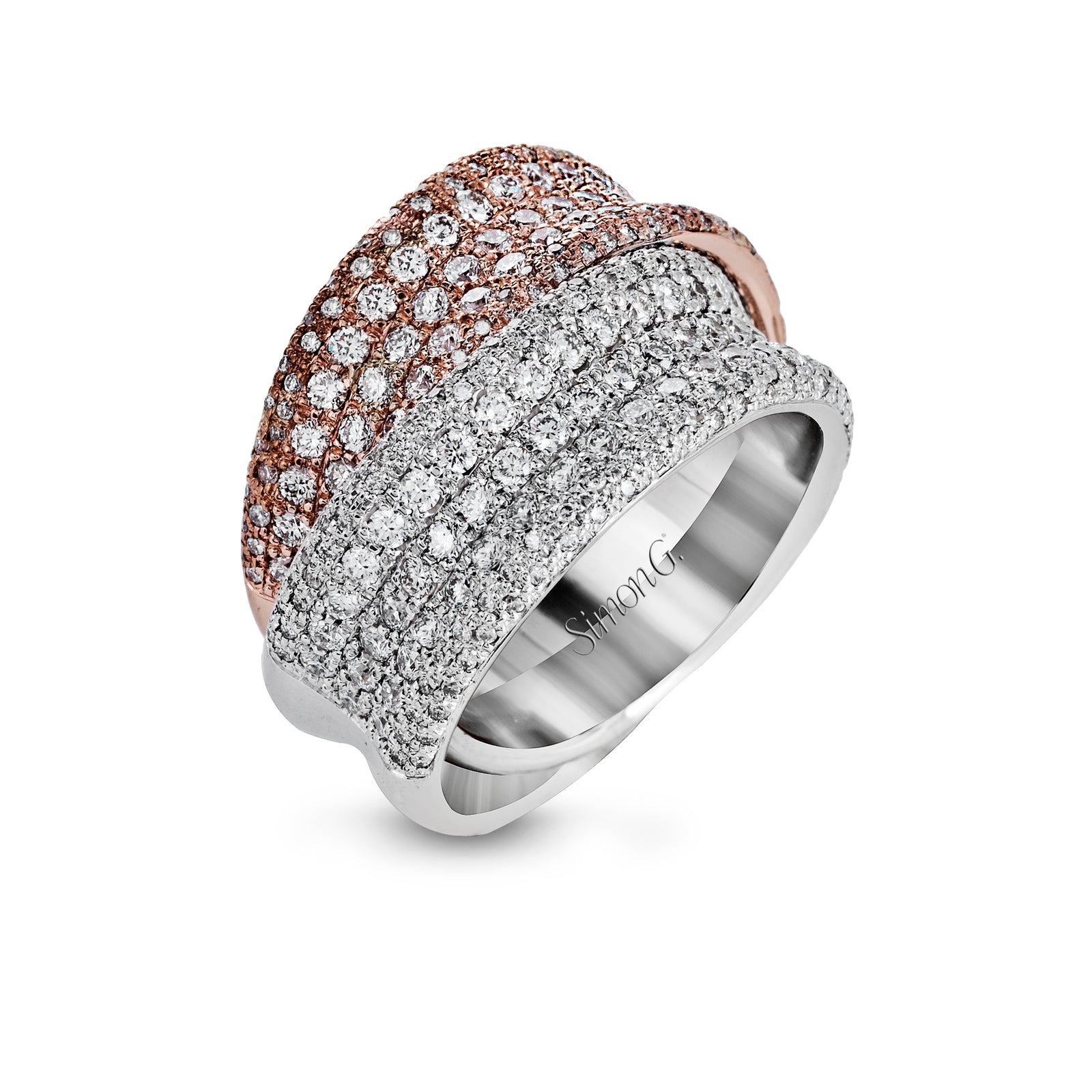 Simon G 18K Two Tone Twisted Style Fashion Band