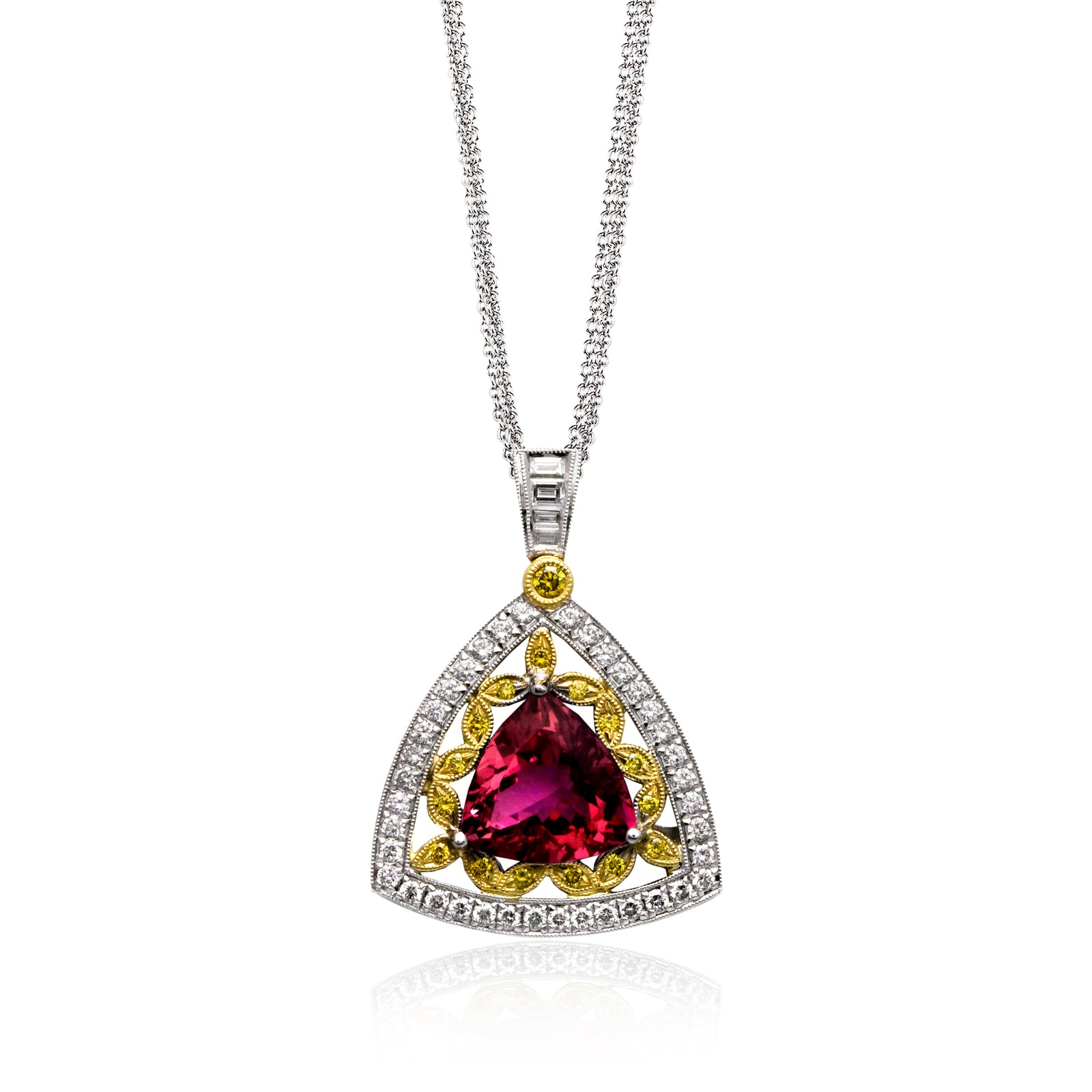 Simon G 18K Two Tone Rubelite Tourmaline Pendant