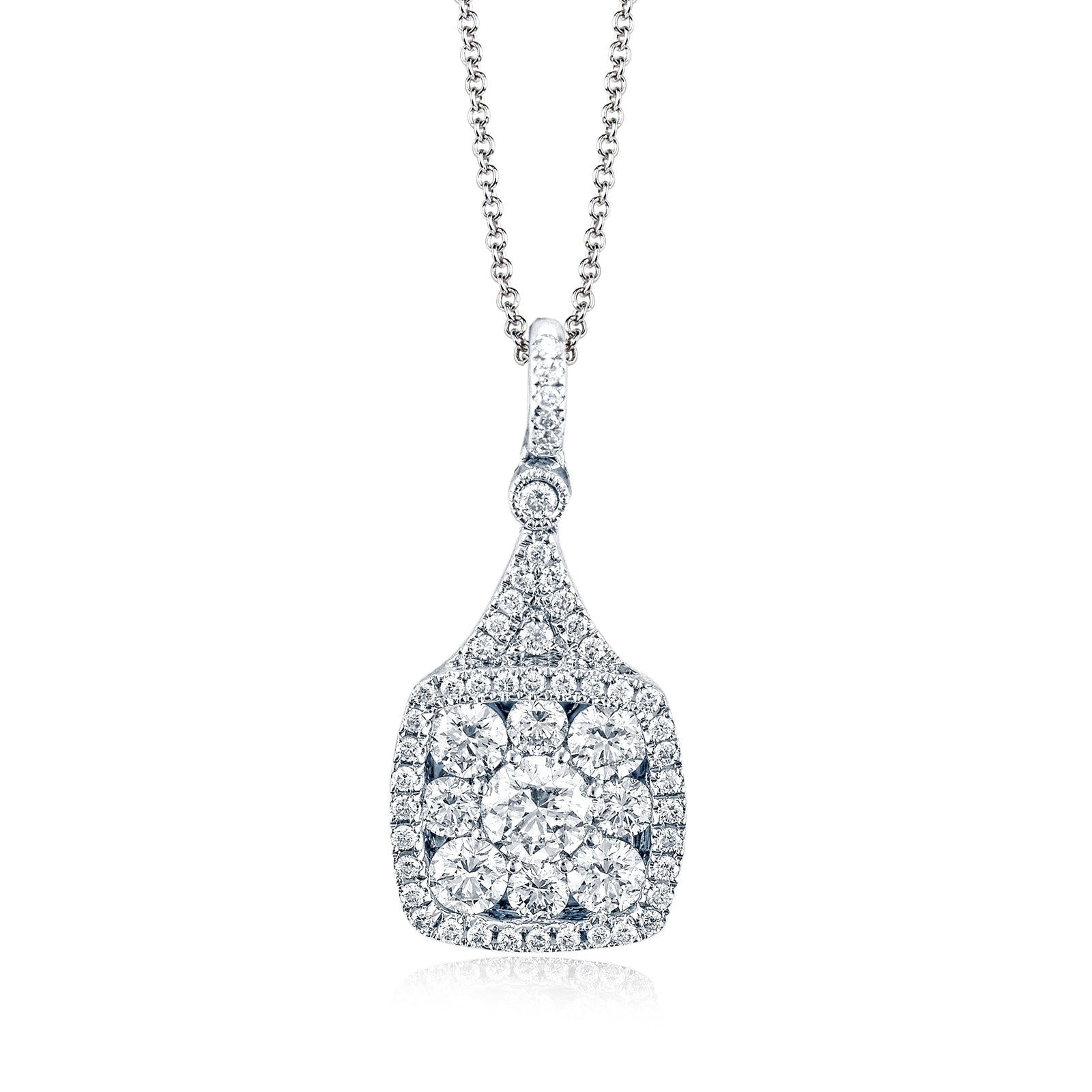 Simon G 18K White Gold Diamond Halo Cluster Pendant