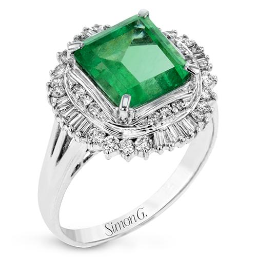 Simon G Platinum Emerald and Diamond Ring