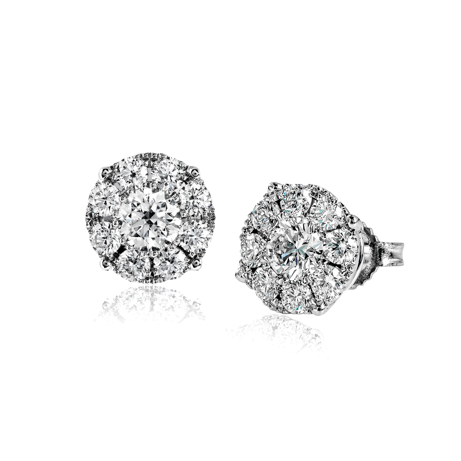 Simon G 18K White Gold Diamond Cluster Earrings