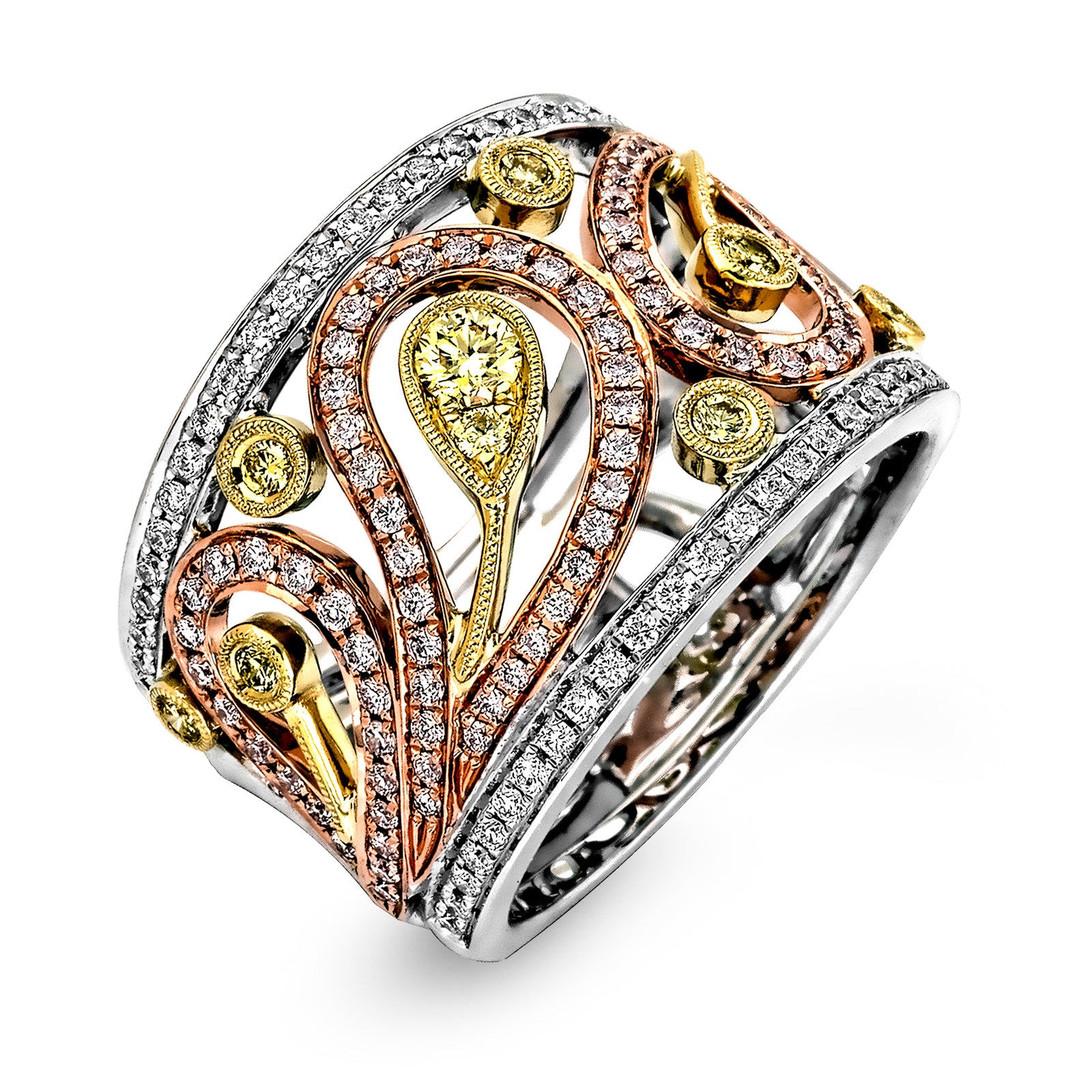 Simon G 18K Tri Color Paisley Fashion Band