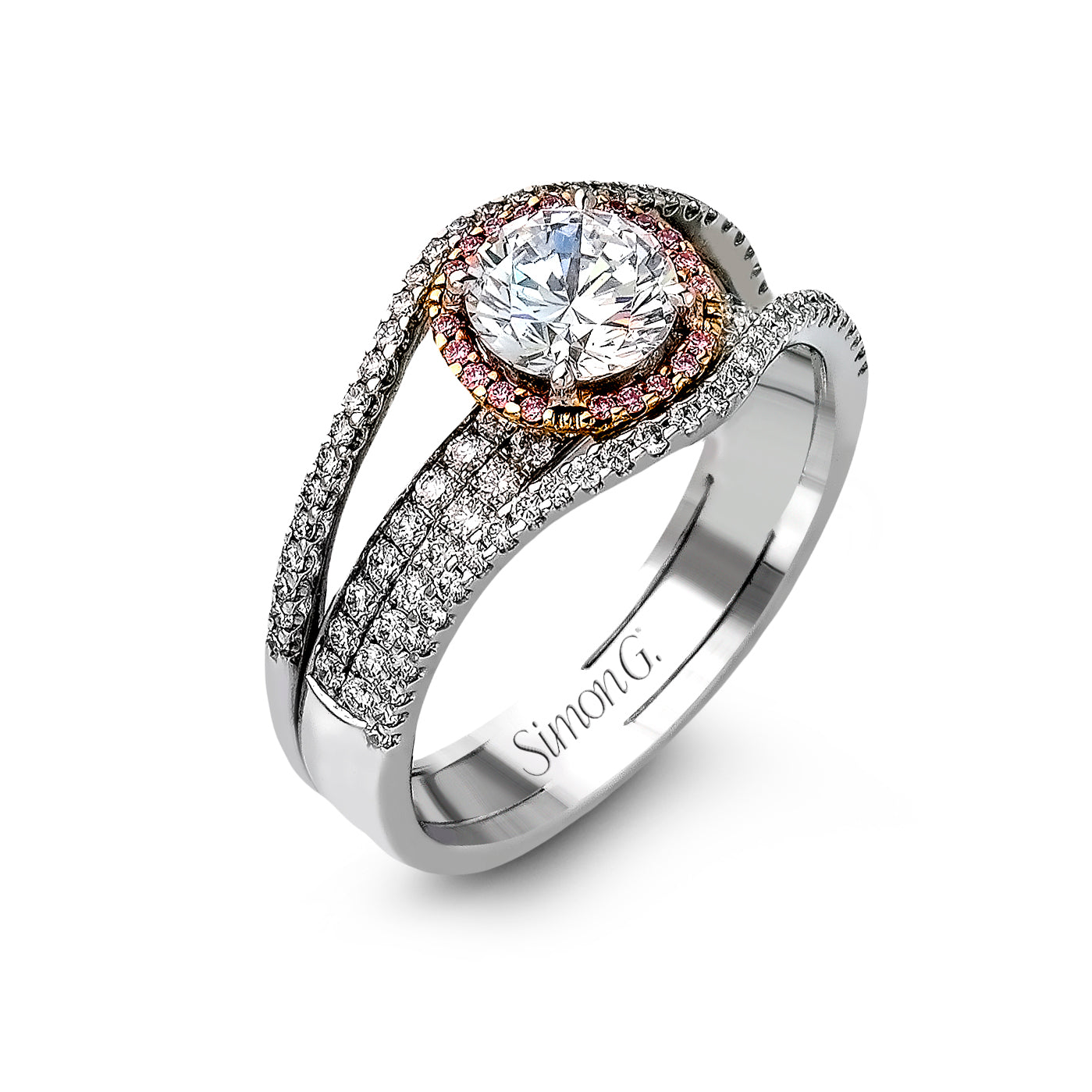 Simon G 18K White Gold Diamond Halo Engagement Setting