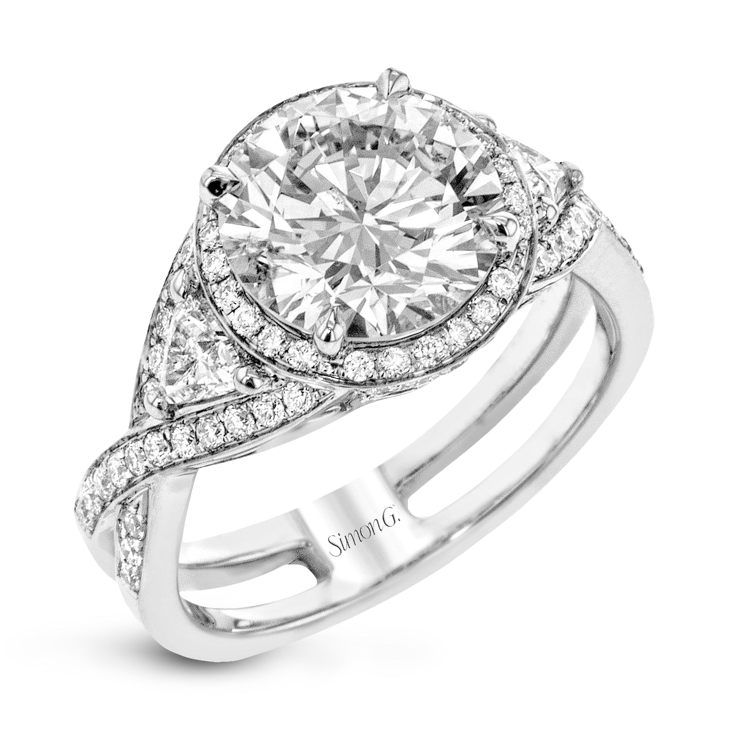 Simon G 18K White Gold Diamond Engagement Ring