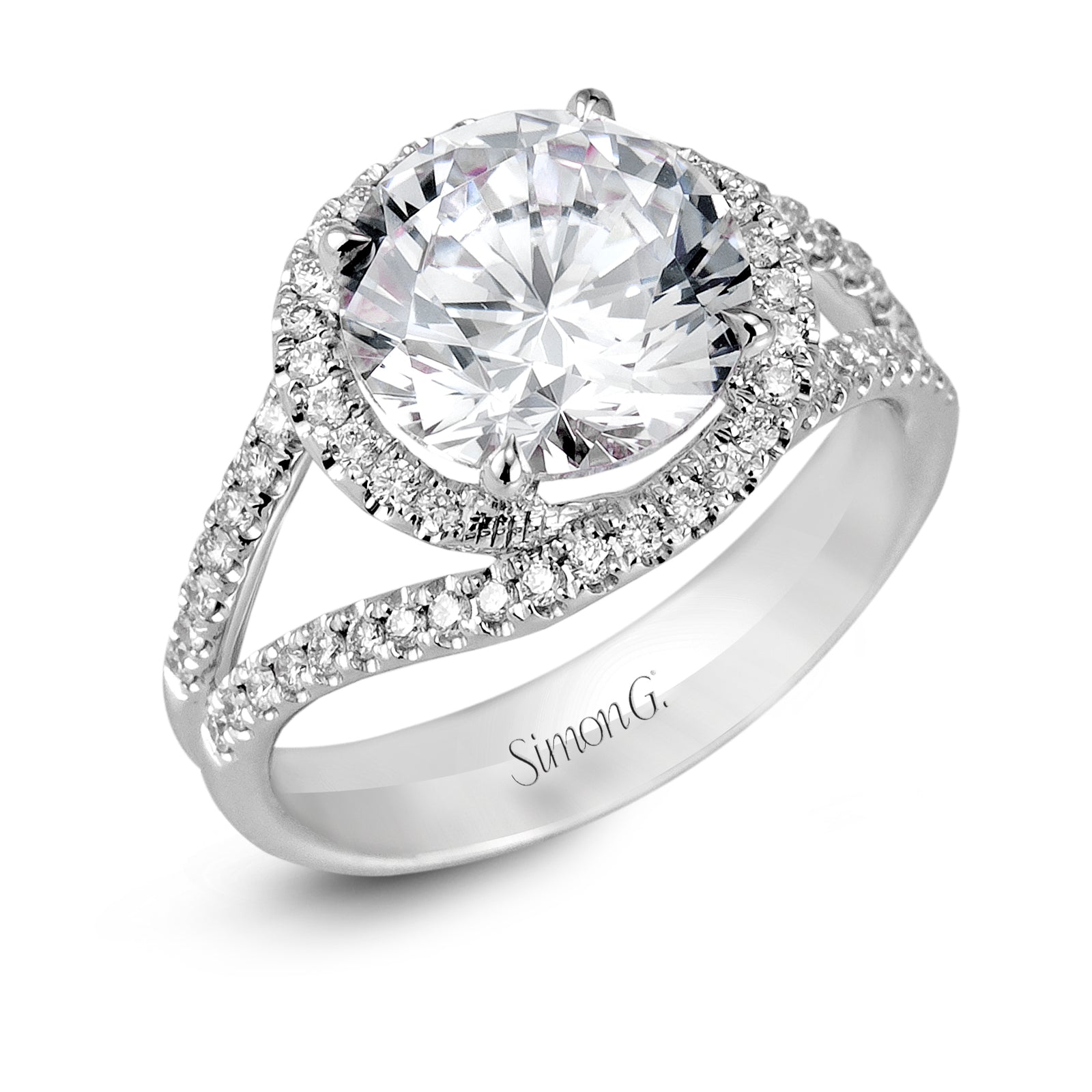 Simon G 18K White Gold Diamond Engagement Ring
