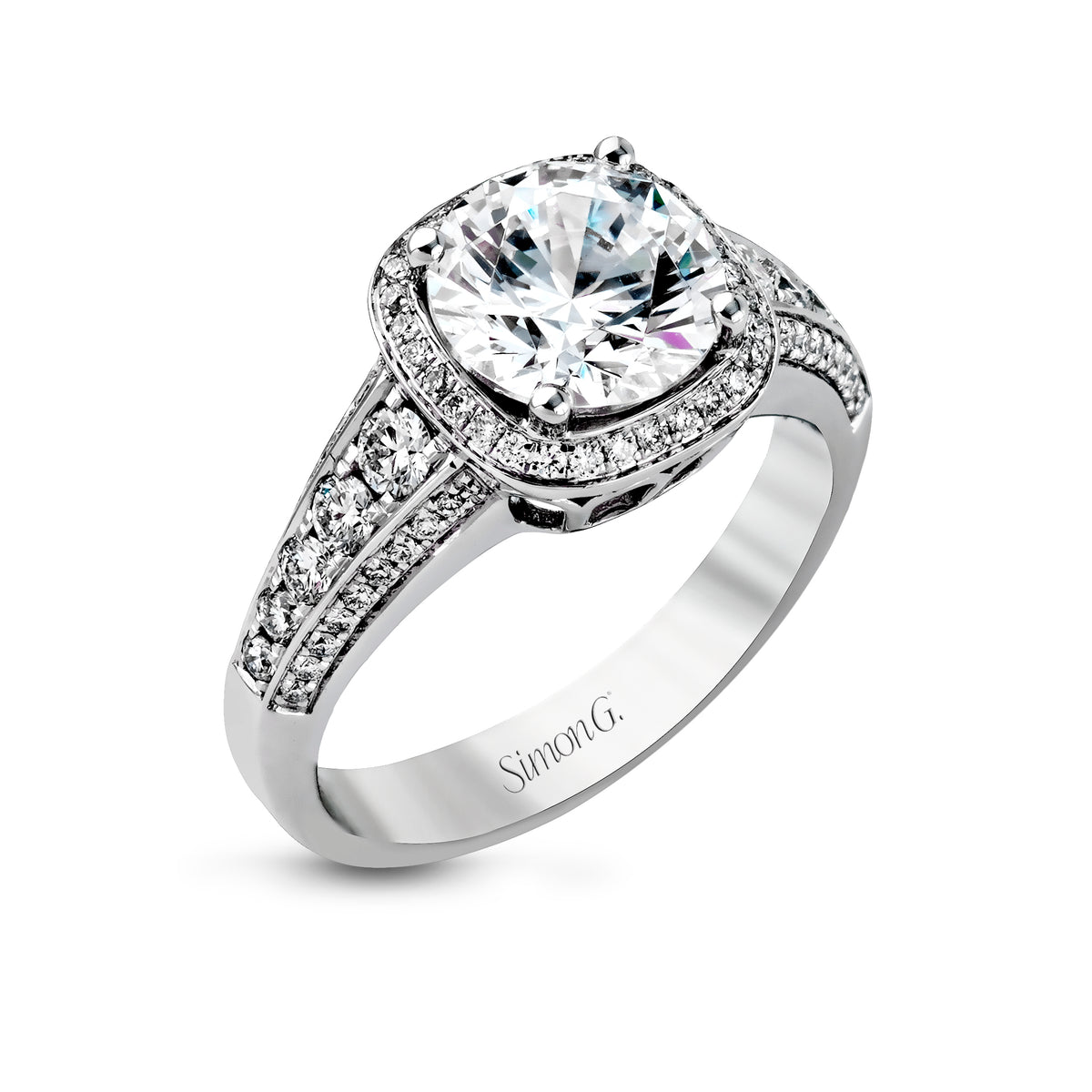 Simon G 18K White Gold Diamond Engagement Ring