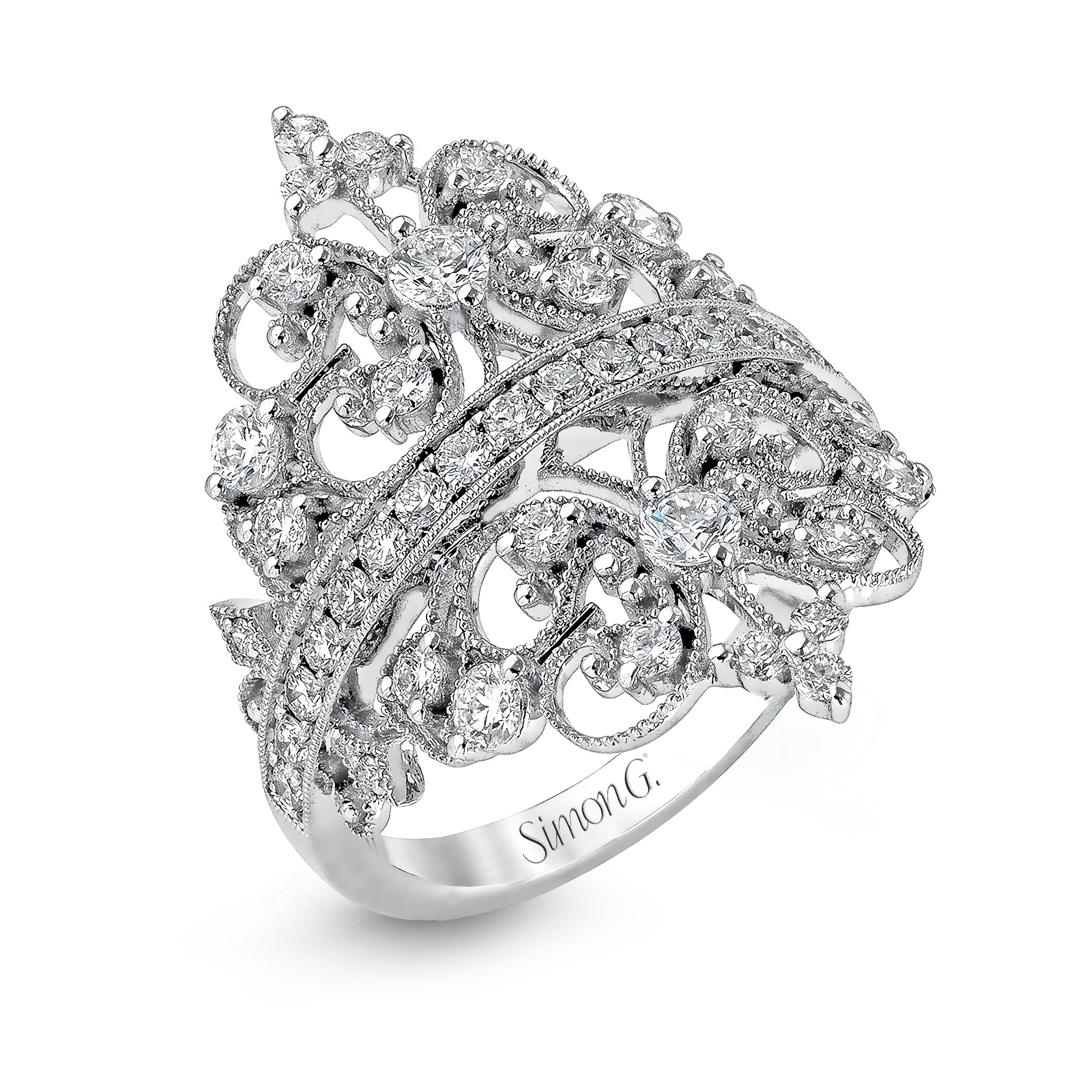 Simon G Double Row Pave Engagement Ring