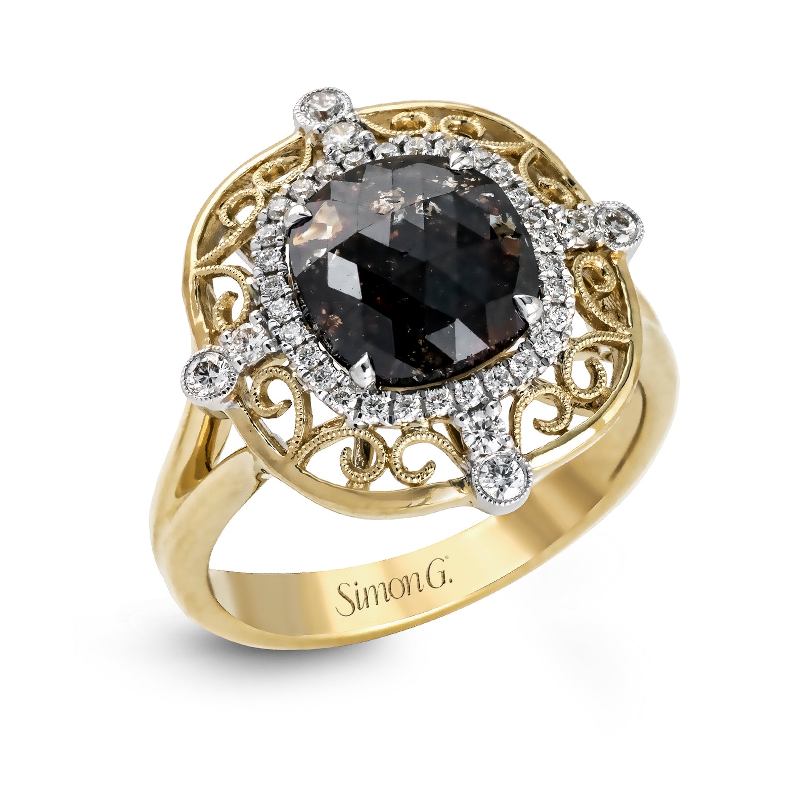 Simon G 18K Two Tone Vintage Brown Diamond Ring