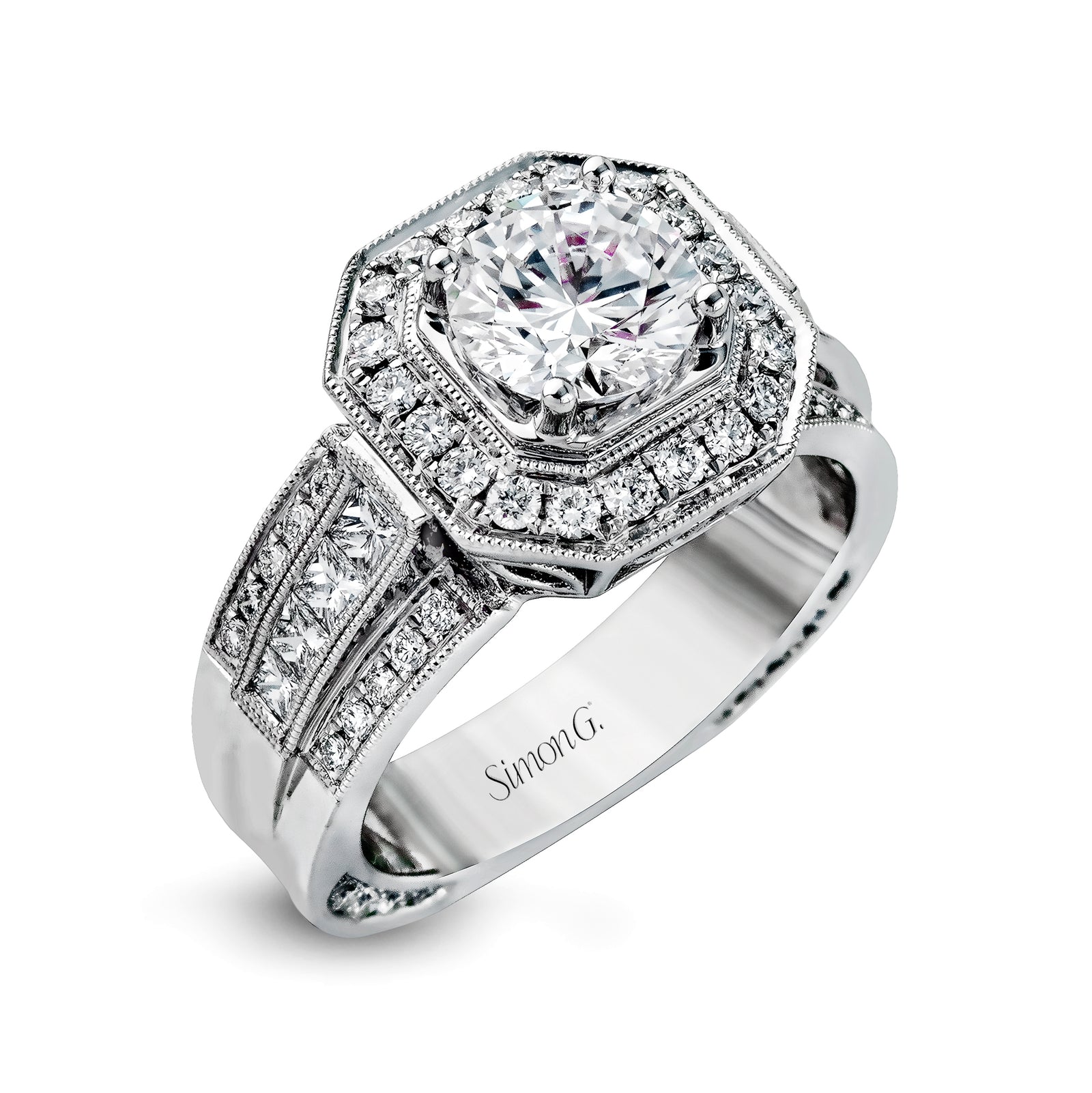Simon G 18K White Gold Diamond Engagement Ring