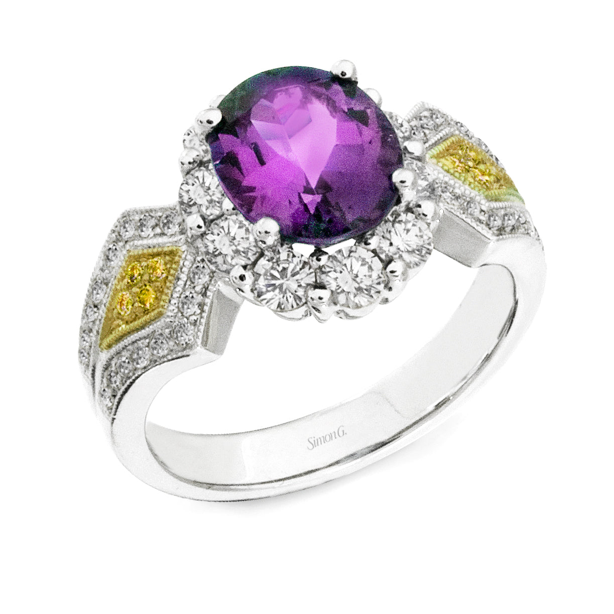 Simon G 18K Two Tone Pink Sapphire Ring