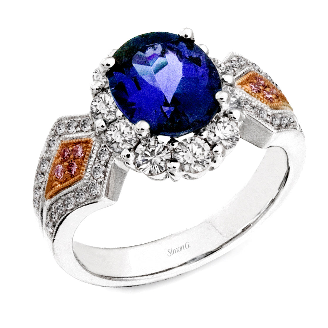 Simon G 18K White and Rose Gold Tanzanite Ring