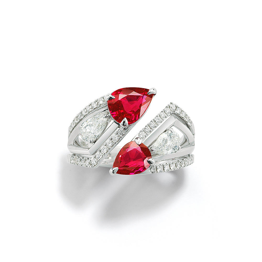 Valani 18K White Gold Vier Ruby Ring - JewelsbyTashne