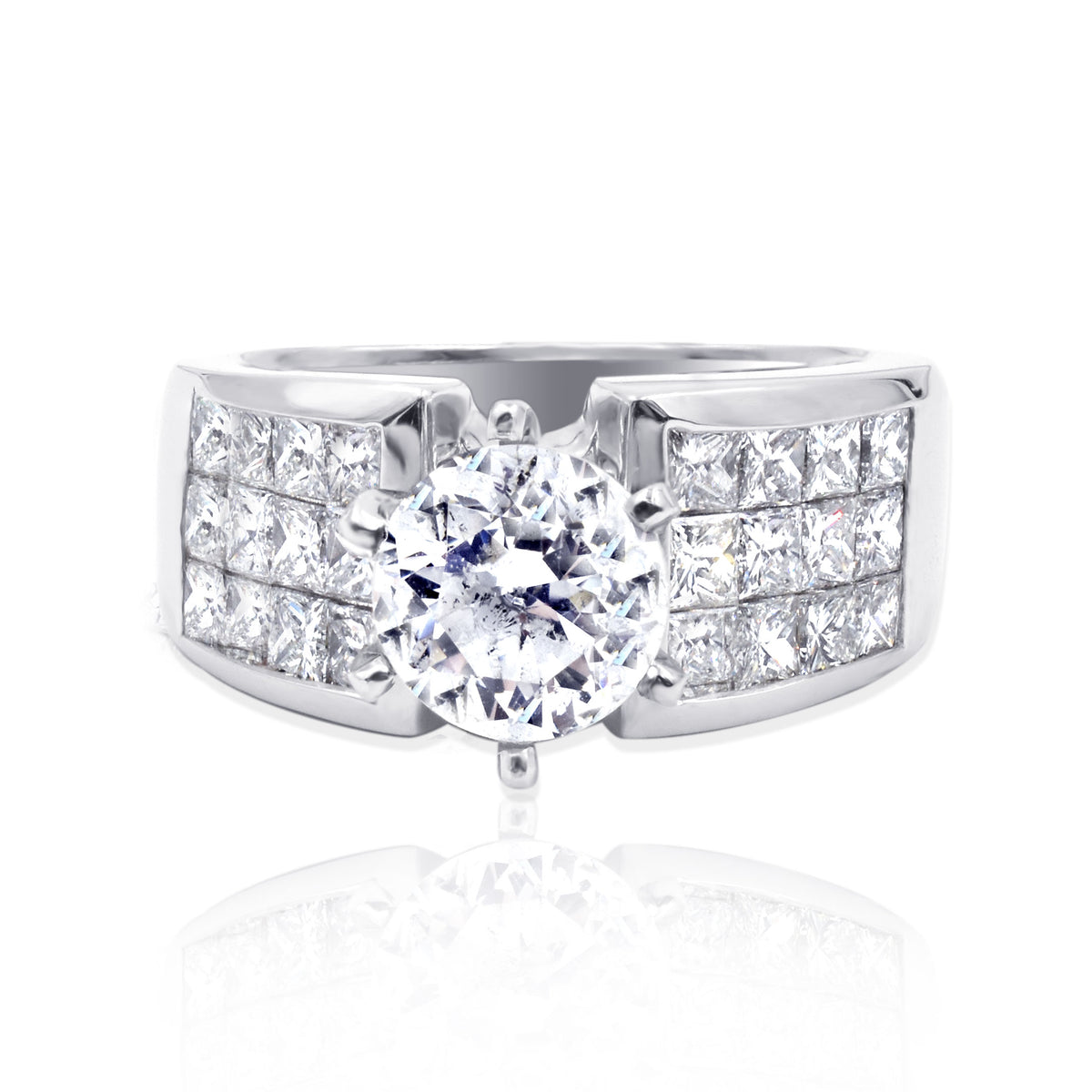 Platinum Ring Setting with Princess Cut Diamonds
