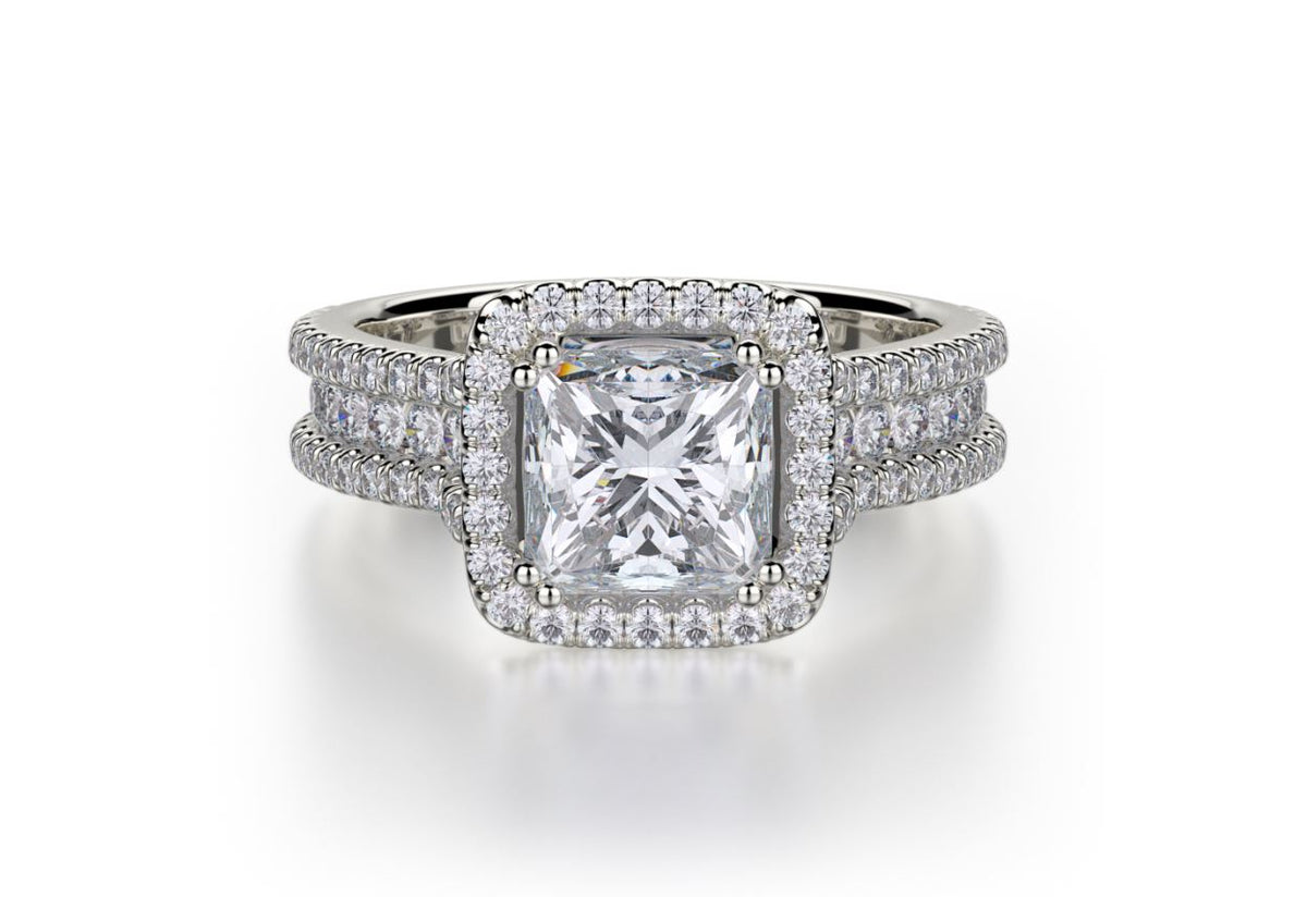 Michael M 18KWG Princess Diamond Engagement Ring Setting