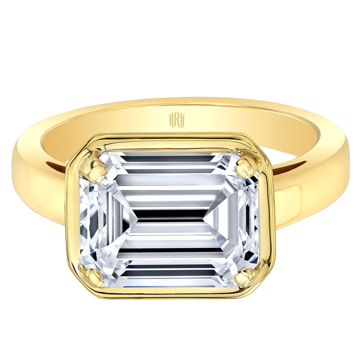 Rahaminov 18K Yellow Gold East West Emerald Cut Diamond Ring