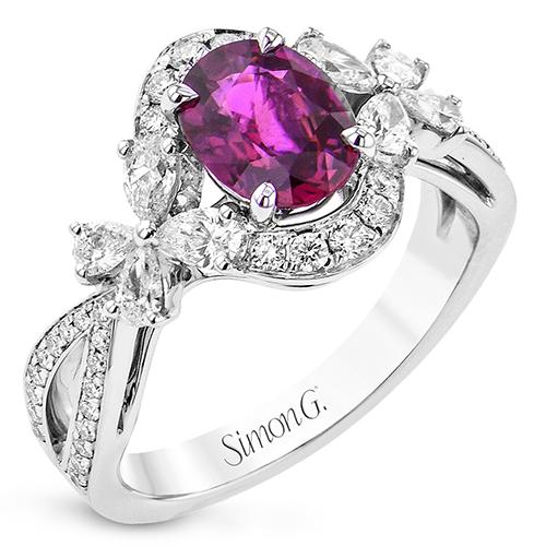 Simon G 18K White Gold Ruby and Diamond Ring
