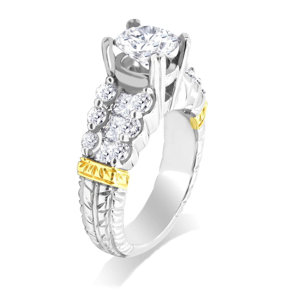 Platinum and 18K Yellow Gold Diamond Ring Mounting